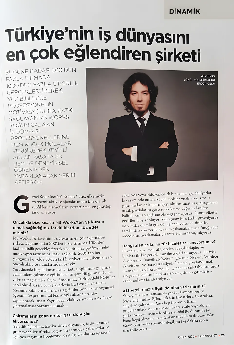 Kariyer.net Dergisi – Erdem Genç