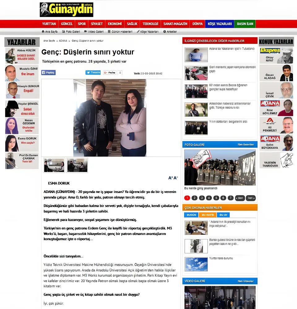 Adana Günaydın Gazetesi – Erdem Genç